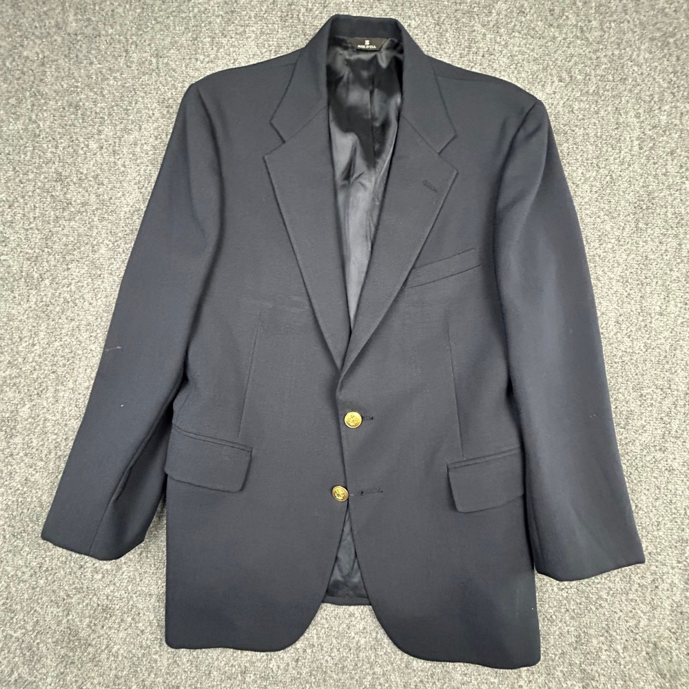 Chaps Ralph Lauren Blazer Mens 42R Navy Blue Gold Button Vintage USA 70s 80s